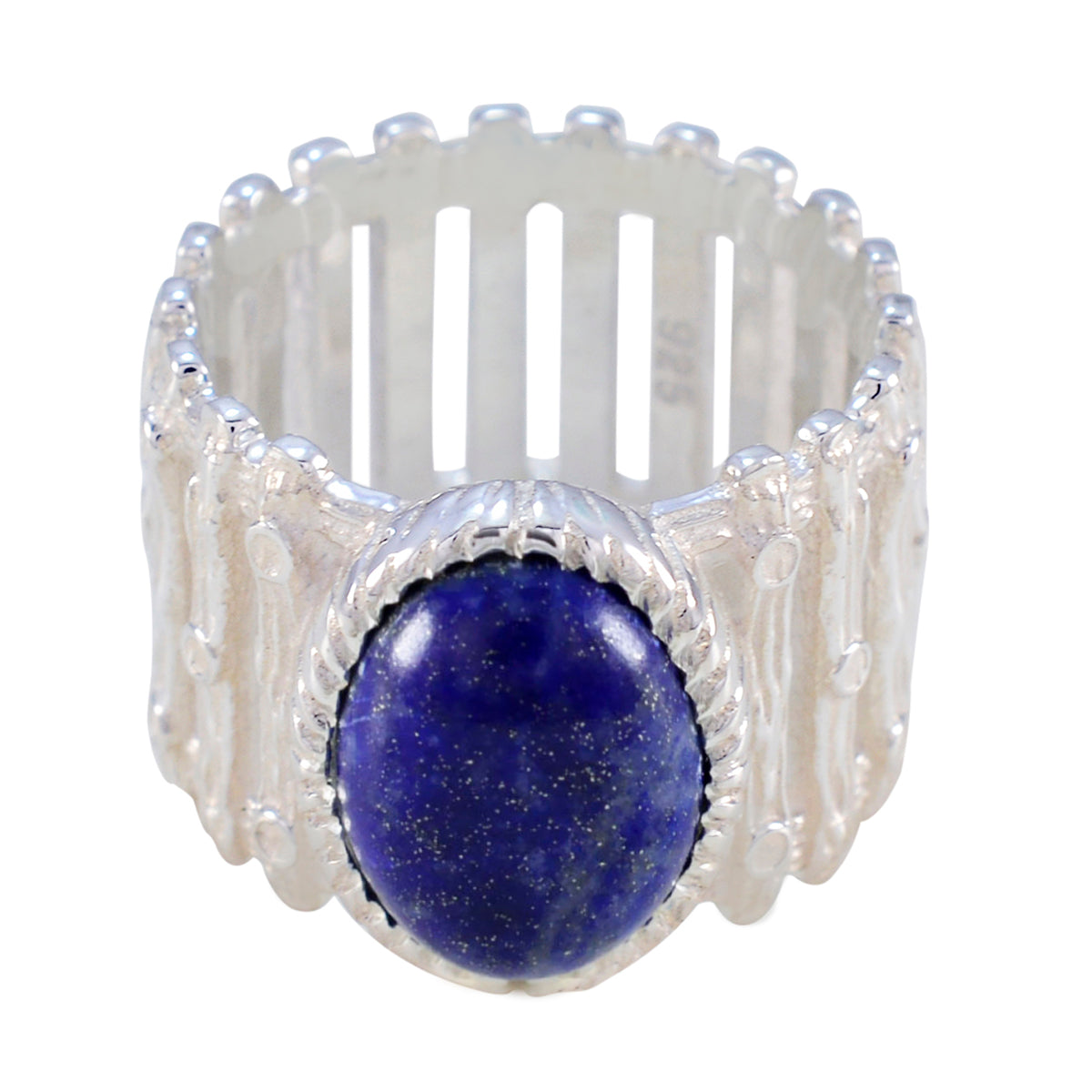 Lapis Lazuli Solitaire African Silver Blue Gemstones Edgy Armor Band Jewelry