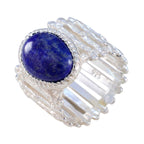 Lapis Lazuli Solitaire African Silver Blue Gemstones Edgy Armor Band Jewelry