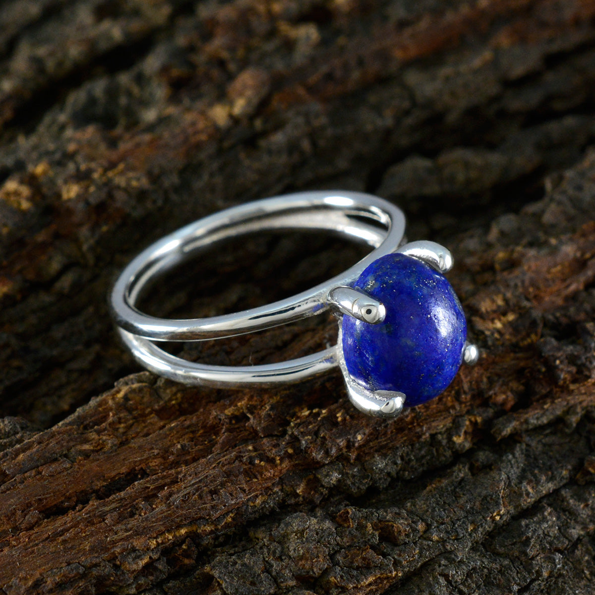 Lapis Lazuli Solitaire Japanese 925 Sterling Silver Blue Gems Whisper thin Modern Ring Jewelry