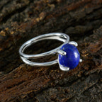 Lapis Lazuli Solitaire Japanese 925 Sterling Silver Blue Gems Whisper thin Modern Ring Jewelry