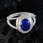 Lapis Lazuli Solitaire Middle Eastern Sterling Silver Blue Gems Classic Rope Wire Ring Jewelry