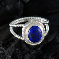 Lapis Lazuli Solitaire Middle Eastern Sterling Silver Blue Gems Classic Rope Wire Ring Jewelry