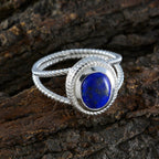 Lapis Lazuli Solitaire Middle Eastern Sterling Silver Blue Gems Classic Rope Wire Ring Jewelry