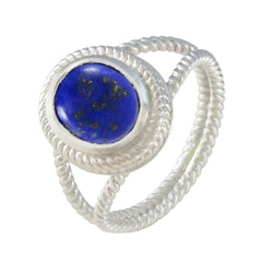 Lapis Lazuli Solitaire Middle Eastern Sterling Silver Blue Gems Classic Rope Wire Ring Jewelry