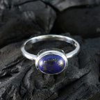 Lapis Lazuli Solitaire Japanese 925 Silver Blue Gems Dainty Contemporary Ring Jewelry