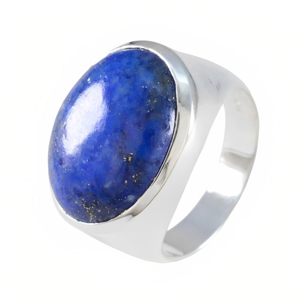 Lapis Lazuli Solitaire German 92.5 Silver Blue Gems Versatile Boho Ring Jewellery