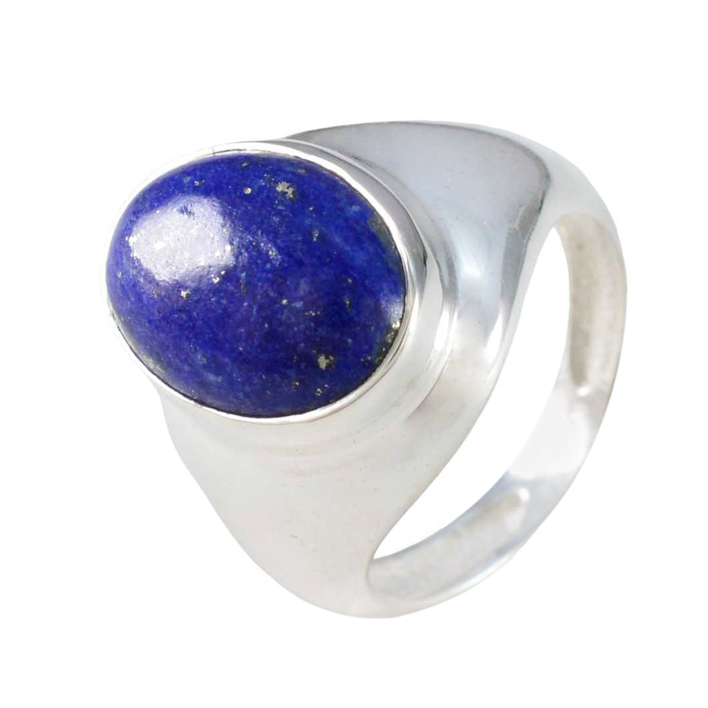 Lapis Lazuli Solitaire Indian 92.5 Silver Blue Gems Mid weight Glamorous Ring Jewelry