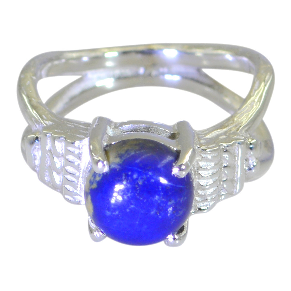 Lapis Lazuli Solitaire Indian 925 Sterling Silver Blue Gemstones Mid weight Abstract Ring Jewelry Главное изображение товара