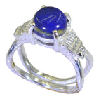 Lapis Lazuli Solitaire Indian 925 Sterling Silver Blue Gemstones Mid weight Abstract Ring Jewelry