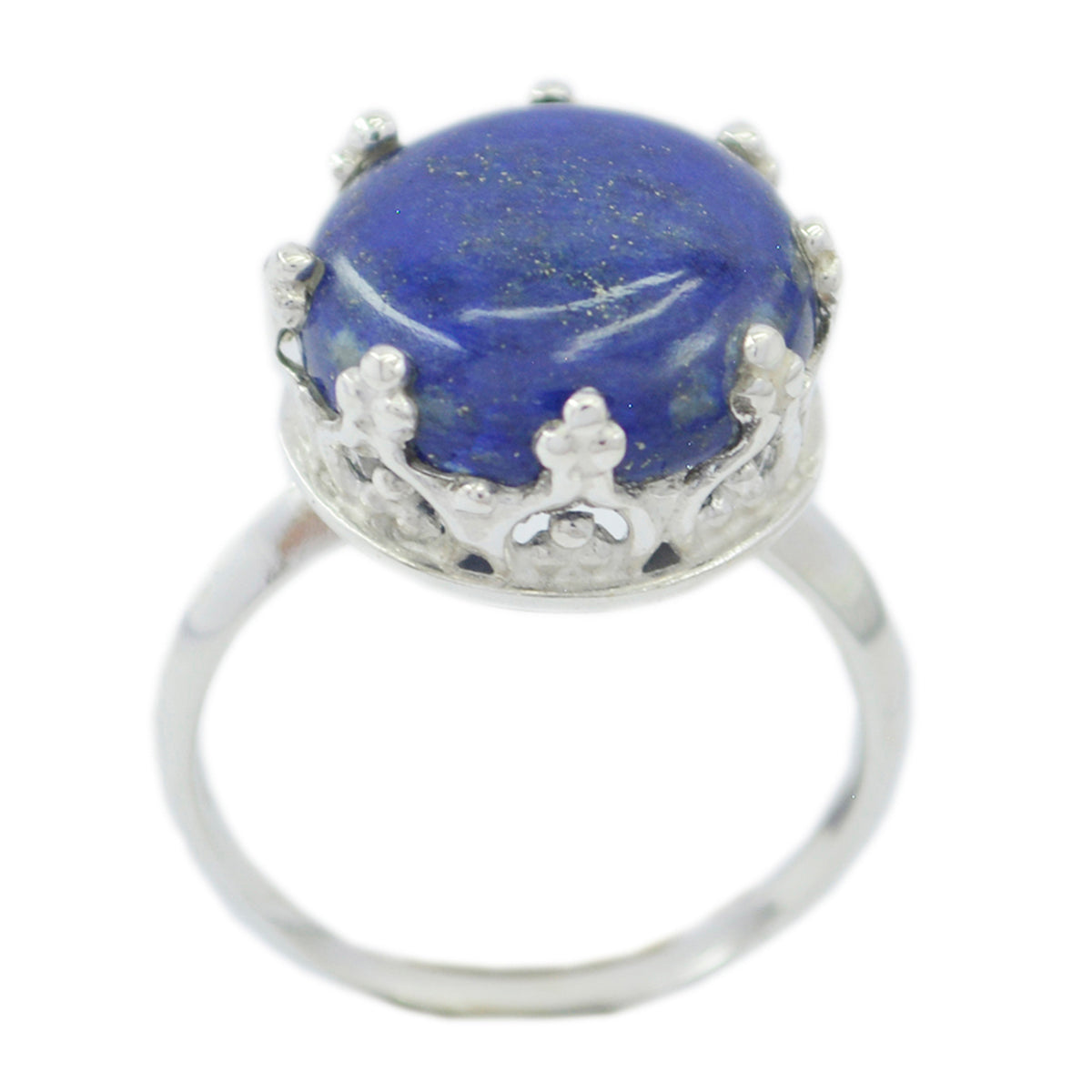 Lapis Lazuli Solitaire French 925 Sterling Silver Blue Gems Classic Art Deco Ring Jewellery