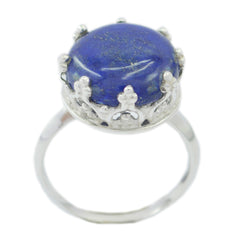 Lapis Lazuli Solitaire French 925 Sterling Silver Blue Gems Classic Art Deco Ring Jewellery