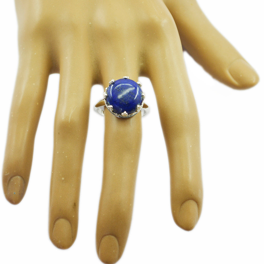 Lapis Lazuli Solitaire French 925 Sterling Silver Blue Gems Classic Art Deco Ring Jewellery