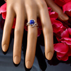 Lapis Lazuli Solitaire American 92.5 Silver Blue Gemstones Delicate Sophisticated Ring Jewelry