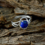 Lapis Lazuli Solitaire American 92.5 Silver Blue Gemstones Delicate Sophisticated Ring Jewelry