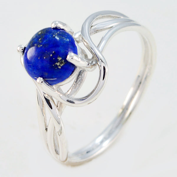 Lapis Lazuli Solitaire American 92.5 Silver Blue Gemstones Delicate Sophisticated Ring Jewelry