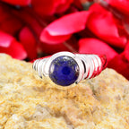 Lapis Lazuli Solitaire African 925 Sterling Silver Blue Gemstones Versatile Graceful Ring Jewelry