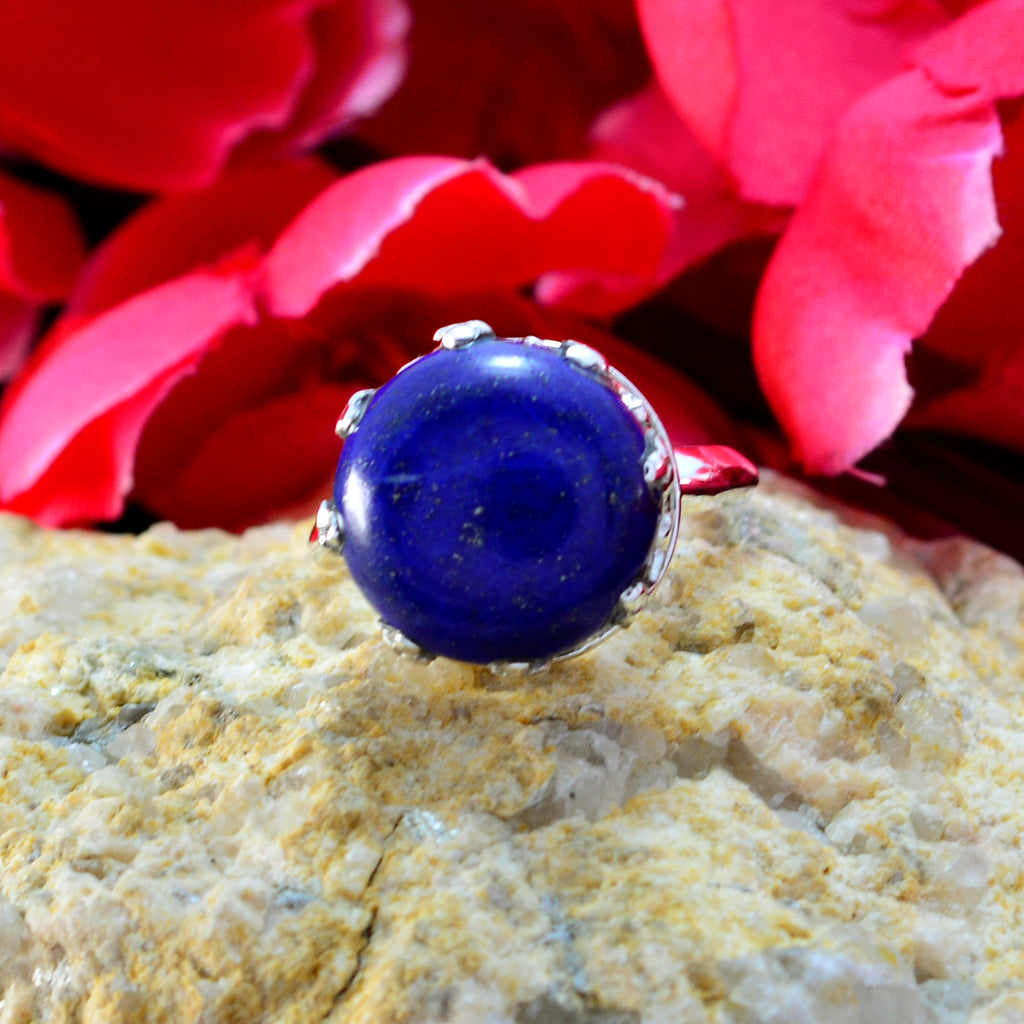 Lapis Lazuli Solitaire African Silver Blue Gems Slim Glamorous Ring Jewelry