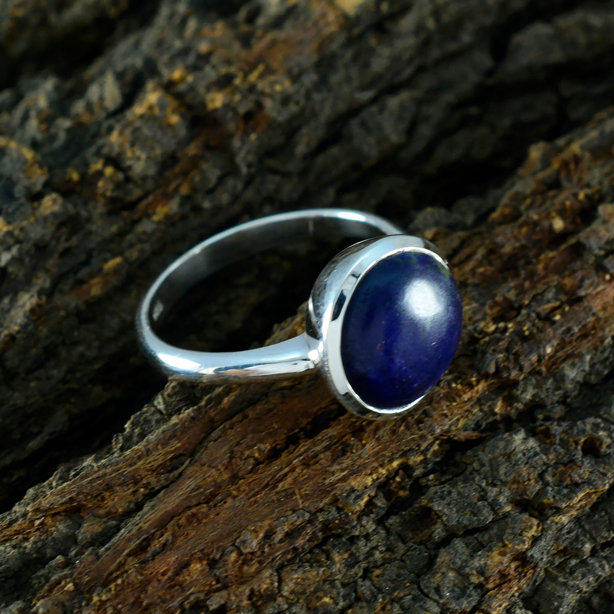 Lapis Lazuli Solitaire African Silver Blue Gems Tiny Trendy Ring Jewelry