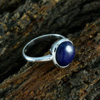 Lapis Lazuli Solitaire African Silver Blue Gems Tiny Trendy Ring Jewelry
