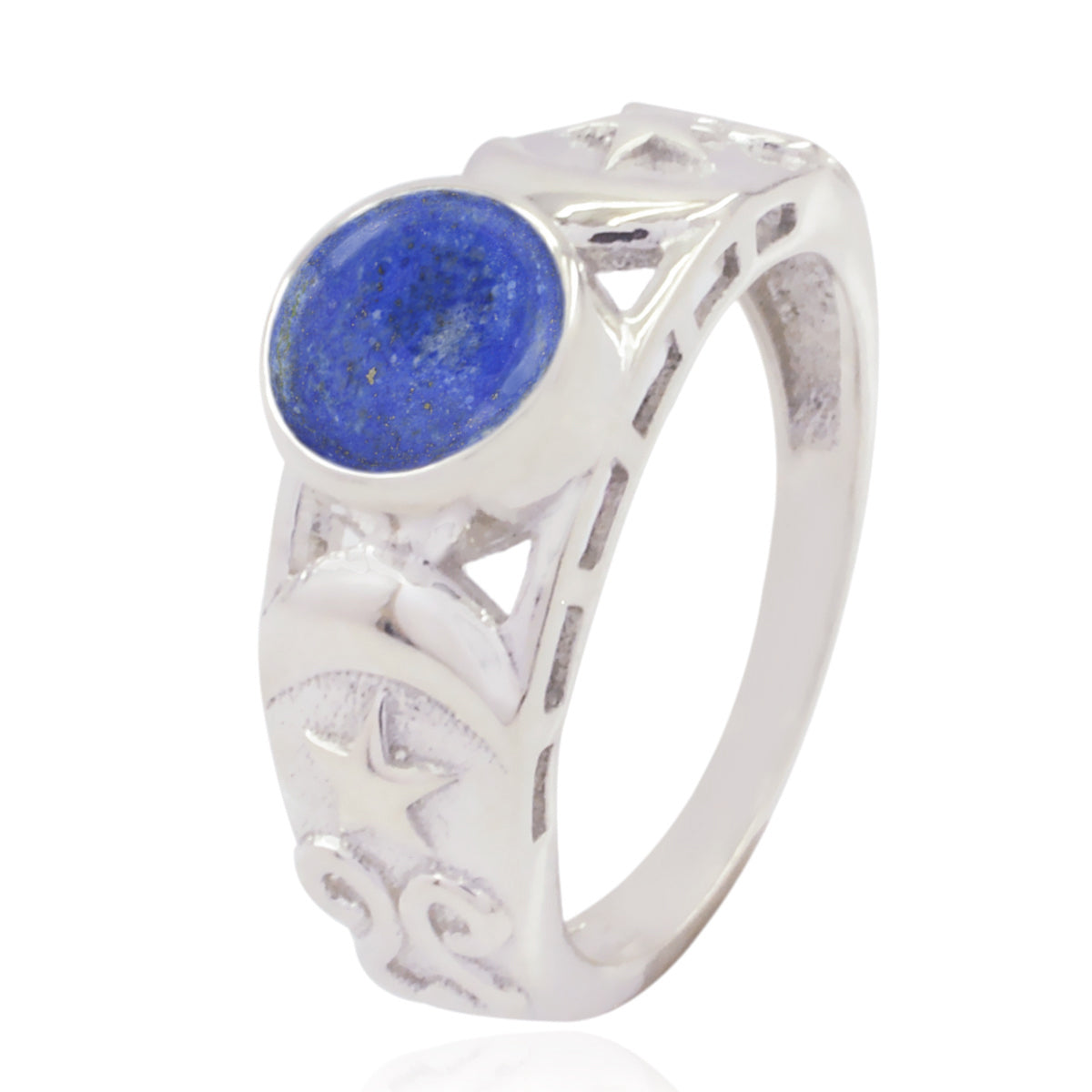 Lapis Lazuli Solitaire Spanish 925 Sterling Silver Blue Gemstone Slim Filigree Ring Jewellery