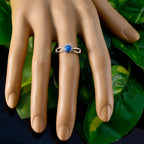 Lapis Lazuli Solitaire Korean 925 Sterling Silver Blue Gemstone Delicate Fairytale Ring Jewelry