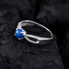 Lapis Lazuli Solitaire Korean 925 Sterling Silver Blue Gemstone Delicate Fairytale Ring Jewelry