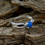 Lapis Lazuli Solitaire Korean 925 Sterling Silver Blue Gemstone Delicate Fairytale Ring Jewelry