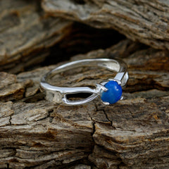 Lapis Lazuli Solitaire Korean 925 Sterling Silver Blue Gemstone Delicate Fairytale Ring Jewelry
