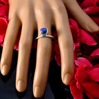 Lapis Lazuli Solitaire Korean 925 Sterling Silver Blue Gemstones Delicate Modern Ring Jewellery