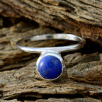 Lapis Lazuli Solitaire Korean 925 Sterling Silver Blue Gemstones Delicate Modern Ring Jewellery