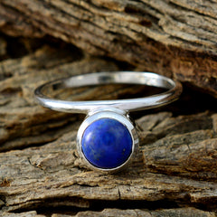 Lapis Lazuli Solitaire Korean 925 Sterling Silver Blue Gemstones Delicate Modern Ring Jewellery
