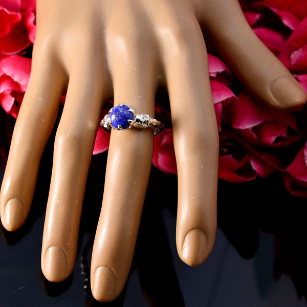 Lapis Lazuli Solitaire Moroccan Sterling Silver Blue Gemstone Slim Romantic Ring Jewelry