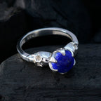 Lapis Lazuli Solitaire Moroccan Sterling Silver Blue Gemstone Slim Romantic Ring Jewelry