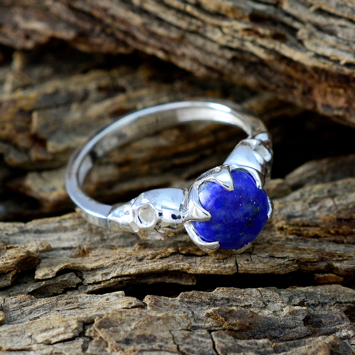 Lapis Lazuli Solitaire Moroccan Sterling Silver Blue Gemstone Slim Romantic Ring Jewelry