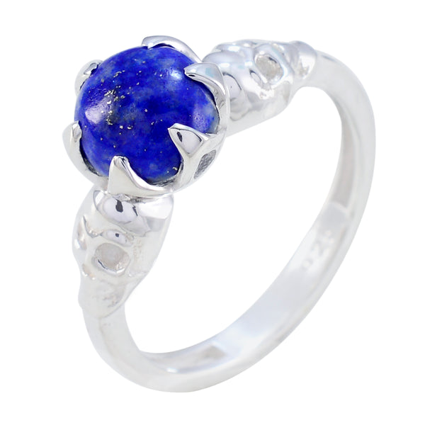 Lapis Lazuli Solitaire Moroccan Sterling Silver Blue Gemstone Slim Romantic Ring Jewelry