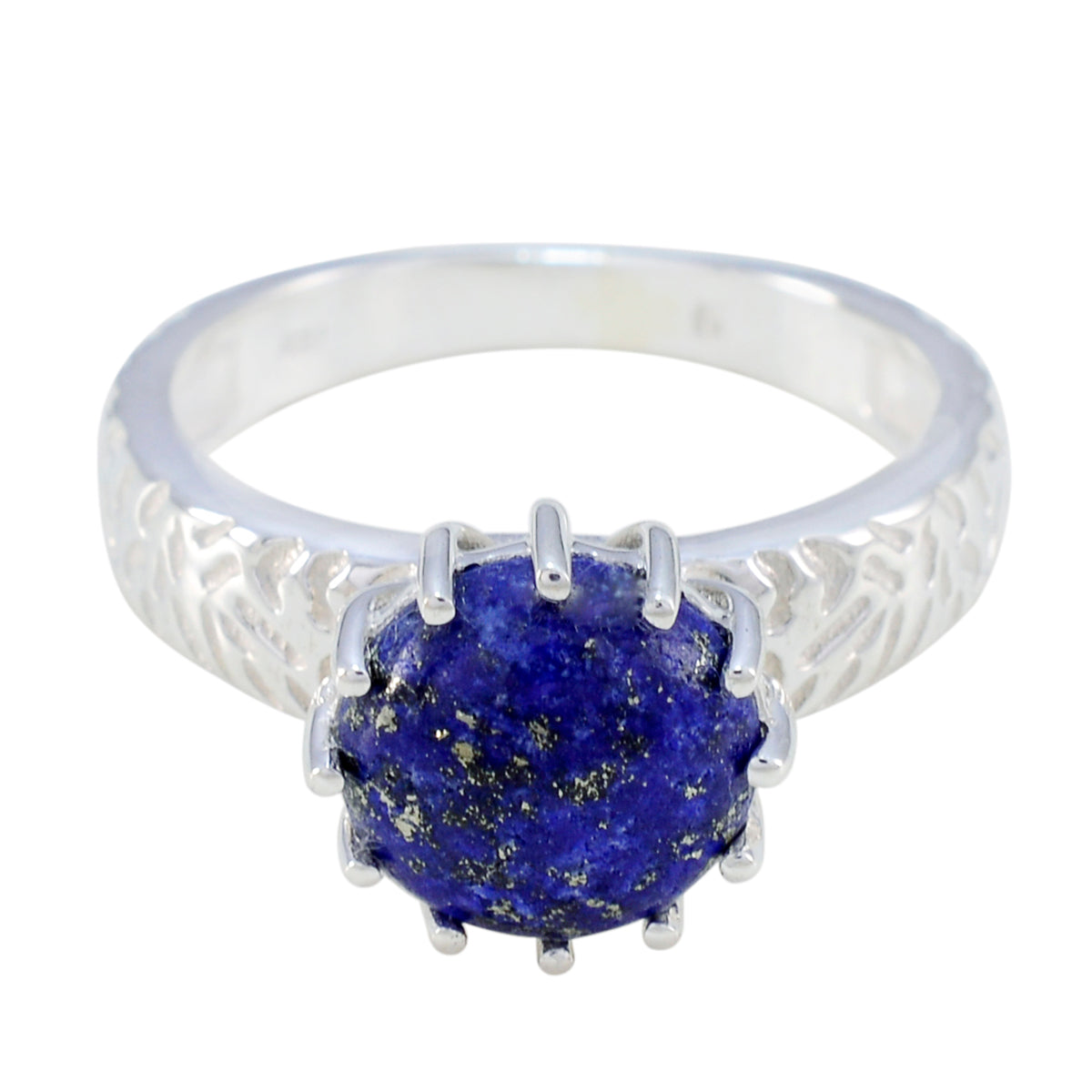 Lapis Lazuli Solitaire French 92.5 Silver Blue Gems Classic Graceful Ring Jewelry Huvudsaklig produktbild