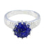 Lapis Lazuli Solitaire French 92.5 Silver Blue Gems Classic Graceful Ring Jewelry