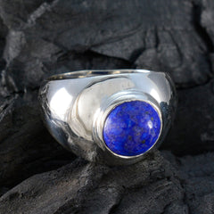 Lapis Lazuli Solitaire Egyptian Silver Blue Gemstones Eye catching Fairytale Ring Jewelry