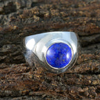 Lapis Lazuli Solitaire Egyptian Silver Blue Gemstones Eye catching Fairytale Ring Jewelry
