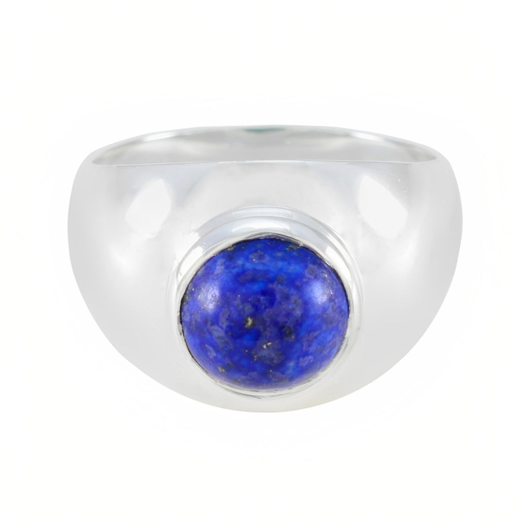 Lapis Lazuli Solitaire Egyptian Silver Blue Gemstones Eye catching Fairytale Ring Jewelry
