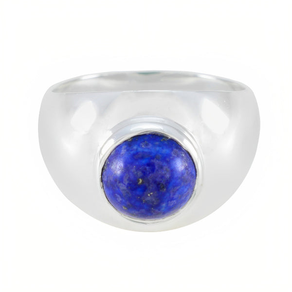 Lapis Lazuli Solitaire Egyptian Silver Blue Gemstones Eye catching Fairytale Ring Jewelry