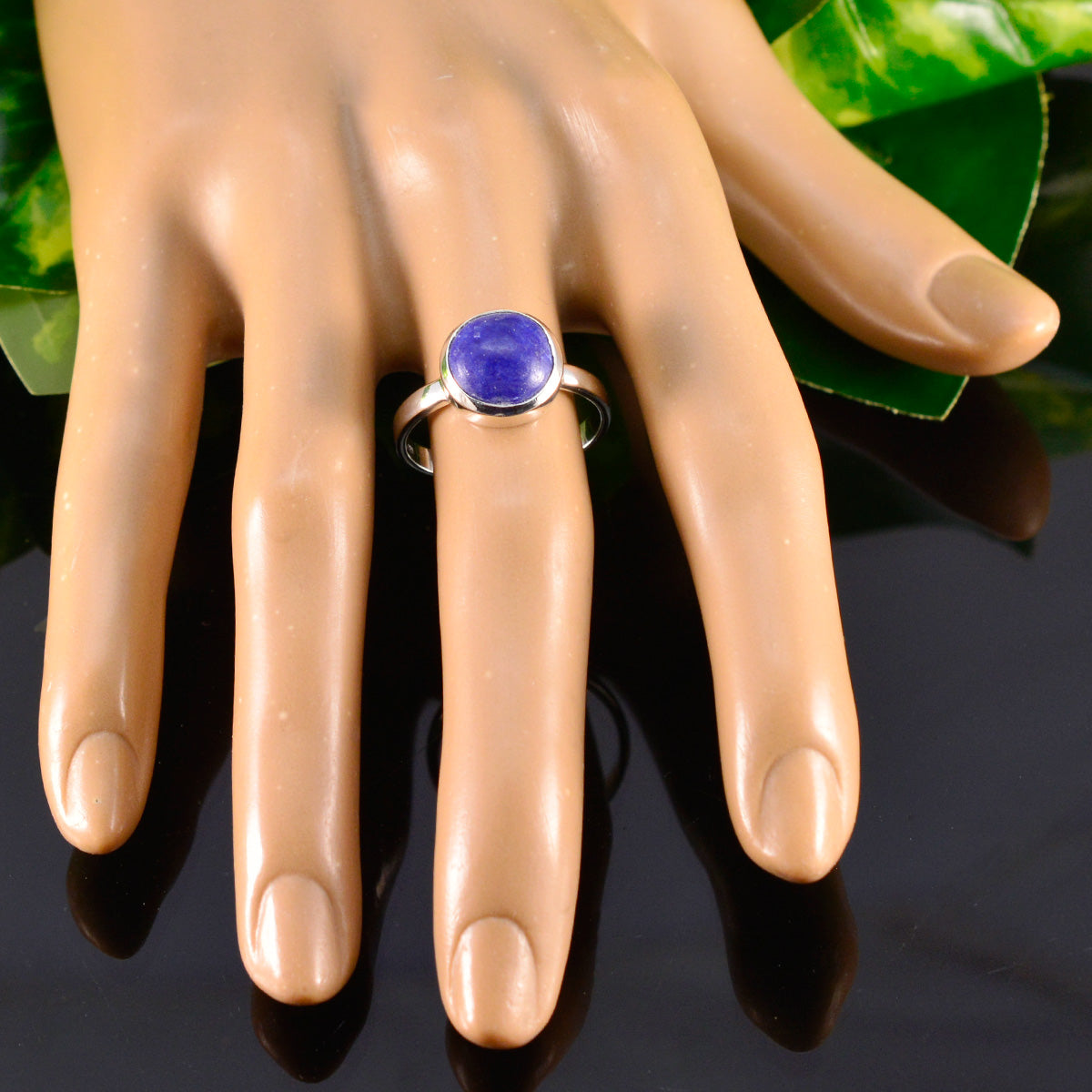 Lapis Lazuli Solitaire German Sterling Silver Blue Gemstone Slim Romantic Ring Jewelry