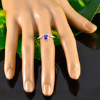 Lapis Lazuli Solitaire American Sterling Silver Blue Gems Delicate Trendy Ring Jewelry