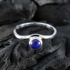 Lapis Lazuli Solitaire American Sterling Silver Blue Gems Delicate Trendy Ring Jewelry