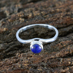 Lapis Lazuli Solitaire American Sterling Silver Blue Gems Delicate Trendy Ring Jewelry
