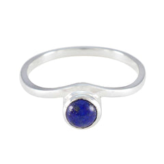 Lapis Lazuli Solitaire American Sterling Silver Blue Gems Delicate Trendy Ring Jewelry