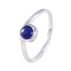 Lapis Lazuli Solitaire American Sterling Silver Blue Gems Delicate Trendy Ring Jewelry