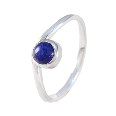 Lapis Lazuli Solitaire American Sterling Silver Blue Gems Delicate Trendy Ring Jewelry