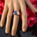 Lapis Lazuli Solitaire Russian Sterling Silver Blue Gemstone Mid weight Signet Ring Jewelry