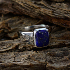 Lapis Lazuli Solitaire Russian Sterling Silver Blue Gemstone Mid weight Signet Ring Jewelry